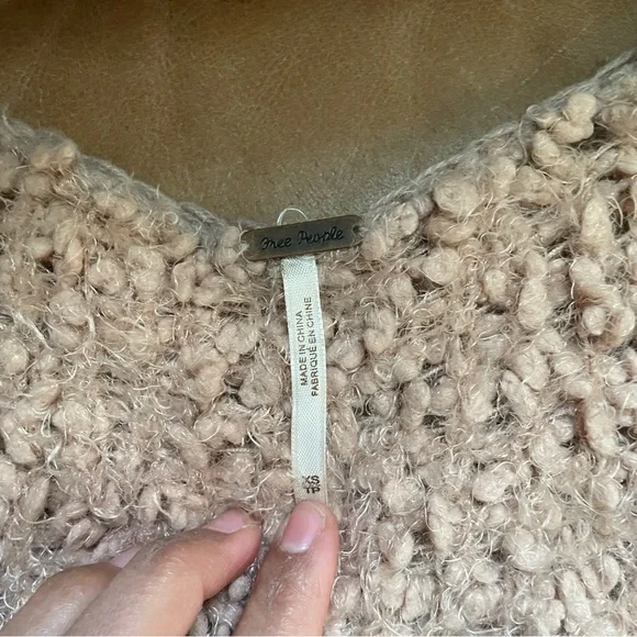 Free People pink Teddy marshmallow furry wrap sweater ballet romantic - Picture 5 of 7